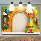 Allenjoy Hot Air Balloon Lovely House Cloud Birthday Backdrop