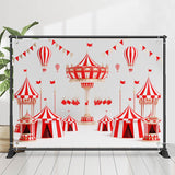 Allenjoy Hot Air Balloons Red White Circus Birthday Backdrop