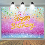 Allenjoy Hot Pink And Blue Bokeh Glitter Happy Birthday Backdrop