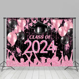 Allenjoy Hot Pink Black Balloon Flag Class Of 2023 Backdrop