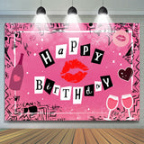 Allenjoy Hot Pink Kiss Happy Birthday Backdrop For Girls