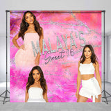 Allenjoy Hot Pink Marble Personalized 16 Birthday Backdrop