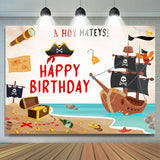 Allenjoy Hoy Mateys Pirate Parrot Treasure Birthday Backdrop