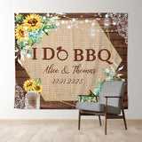 Allenjoy I Do Bbq Sunflower Wood Bbq Party Backdrop For Wedding