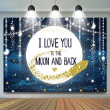 Allenjoy I Love You To The Moon And Back Blue Baby Shower Backdrop