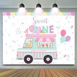 Allenjoy Ice Cream Truck Sweet One Happy 1St Birthday Backdrop