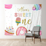 Allenjoy Icecream Donut Macaron Custom 1St Birthday Backdrop