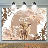 Allenjoy Im One Holy Cow Glitter Floral 1St Birthday Backdrop