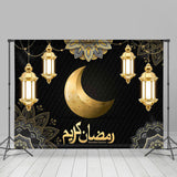 Allenjoy India Eid Mubarak Golden Moon Light Black Backdrop