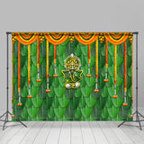 Allenjoy Indian Traditional Green Banana Leaf Party Backdrop