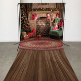 Allenjoy Indoor Wood Floor Family Xmas Backdrop For Photo