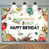 Allenjoy Insects Hop Crawl Creep Happy Birthday Backdrop