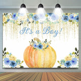 Allenjoy Its A Boy Blue Flowers Pumpkin Baby Shower Background