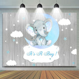 Allenjoy Its A Boy Cloud Star Elephant Silver Baby Shower Backdrop