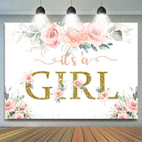 Allenjoy Its A Girl Bright Flower And Leave Baby Shower Backdrop