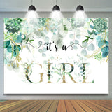 Allenjoy Its A Girl Green Garden Baby Shower Backdrop For Party