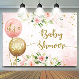 Allenjoy Its A Girl Pink Balloon Flower Baby Shower Backdrop