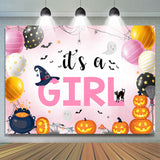 Allenjoy Its A Girl Pink Balloon Halloween Baby Shower Backdrop