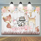 Allenjoy Its A Girl Pink Floral Cute Animal Backdrop For Baby Shower