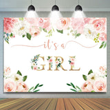 Allenjoy Its A Girl Pink Watercolor Backdrop For Baby Shower