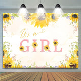 Allenjoy Its A Girl Sunflower Decoration Backdrop For Baby Shower