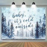 Allenjoy Its Cold Outside Snowy And Pine Baby Shower Backdrop