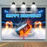 Allenjoy Its Game Time Puck Sports Happy Birthday Backdrop