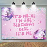 Allenjoy Its Me Purple Light Ball Birthday Backdrop Girl