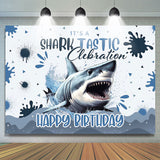 Allenjoy Its Shark Tastic Clebration Happy Birthday Backdrop