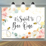 Allenjoy Its Sweet To Bee One Floral Happy 1St Birthday Backdrop