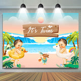 Allenjoy Its Twins Sunset Hawaii Beach Baby Shower Backdrop