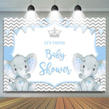 Allenjoy Its Twins Two Baby Blue Elephants Baby Shower Backdrop