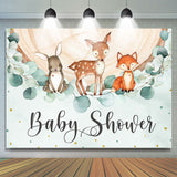 Allenjoy Jungle Animals And Wooden Leaves Baby Shower Backdrop