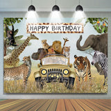 Allenjoy Jungle Animals Happy Birthday Wildlife Backdrop For Boys