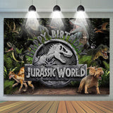 Allenjoy Jungle Animals Jurassic Happy Birthday Party Backdrop