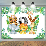 Allenjoy Jungle Elephant Lion Happy Birthday Backdrop For Boy