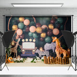 Allenjoy Jungle Forest Animals Green Cake Smash Backdrop