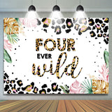 Allenjoy Jungle Leopard Four Ever Wild 4Th Brithday Backdrop