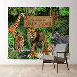 Allenjoy Jungle Safari Wild Animal Custom Baby Shower Backdrop