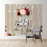 Allenjoy Just Love Floral Vase Lace Glitter Wedding Day Backdrop