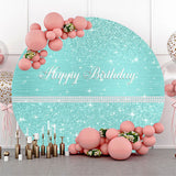 Allenjoy Lake Blue Sparkling Pearls Circle Birthday Backdrop