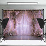 Allenjoy Lavender Curtain Light Floral Trees Photo Backdrop