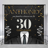 Allenjoy Leather Texture Suit 30Th Custom Man Birthday Backdrop