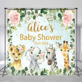 Allenjoy Leaves Floral Animals Custom Baby Shower Backdrop