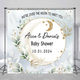 Allenjoy Leaves Moon Twins Custom Name Baby Shower Backdrop