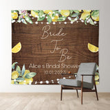 Allenjoy Lemon And Green Leaf Brown Wood Bridal Shower Backdrop