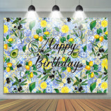 Allenjoy Lemon Avocado Blue Delicate Pattern Birthday Backdrop