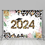 Allenjoy Leopard Animal With Leaves Graduate 2023 Backdrop