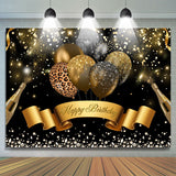 Allenjoy Leopard Balloon Gold Black Glitter Birthday Party Backdrop