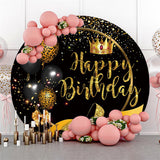 Allenjoy Leopard Balloon Gold Glitter Birthday Circle Backdrop